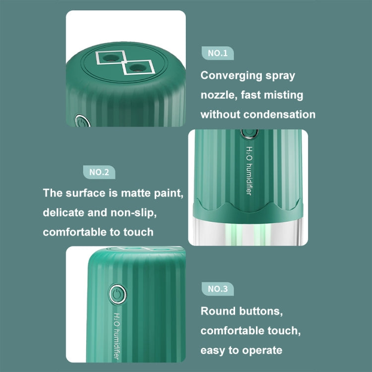T06 Large-Capacity Atmosphere Night Light Household Dual Spray Air Humidifier, Color: Green Plug-in