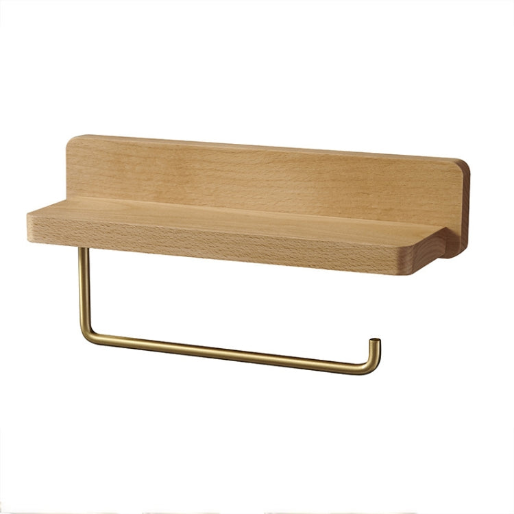 30cm Beech Wood Wall-Mounted Paper Towel Rack Bathroom Shelf Roll Tissue Holder