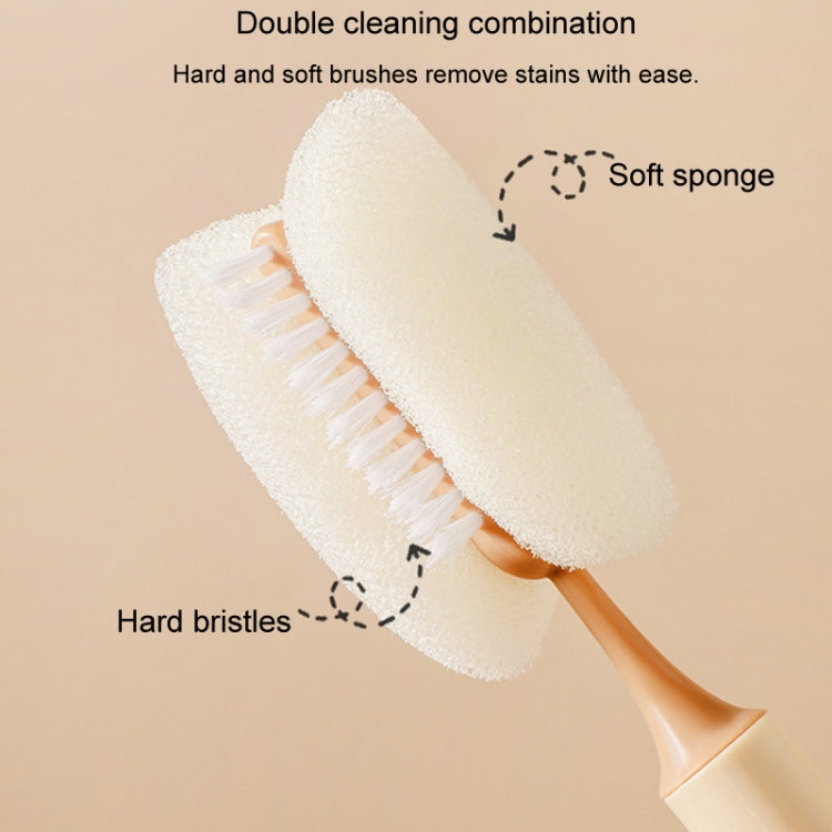 Removable Double Cleaning Cup Brush Sponge Long Handle Wine Glass Thermos Bottle Brush(Khaki)