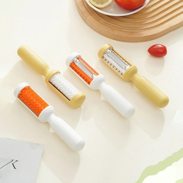2 In 1  Peeler With Cleaning Brush Household Fruit Potato Vegetable Peeler(Yellow)