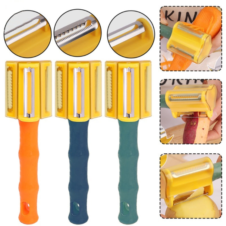 3-in-1 Household Kitchen Vegetable and Fruit Stainless Steel Peeling Knife(Blue)