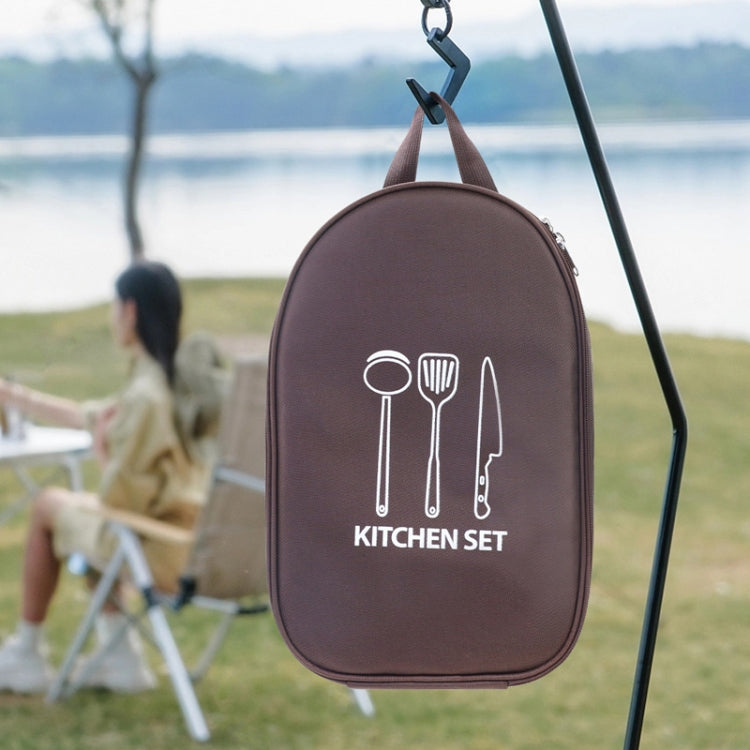 Outdoor Camping Kitchen Utensils Portable Storage Bag Picnic Flatware Supplies(Coffee)