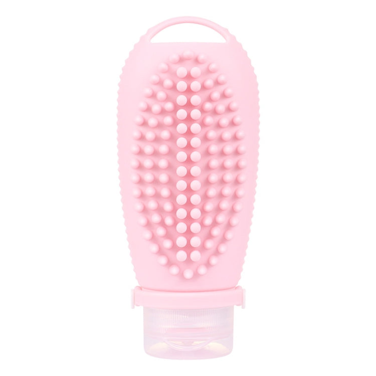 100ml 2 In1 Travel Dispenser Bottle Silicone Portable Massage Brush Shampoo Lotion Divider Bottle(Light Pink)