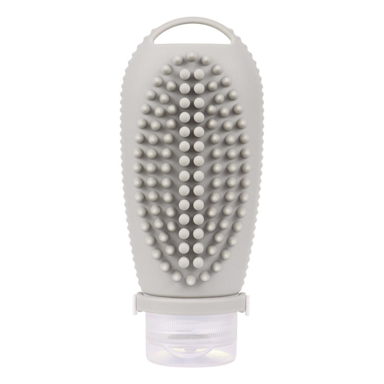 100ml 2 In1 Travel Dispenser Bottle Silicone Portable Massage Brush Shampoo Lotion Divider Bottle(Light Gray)