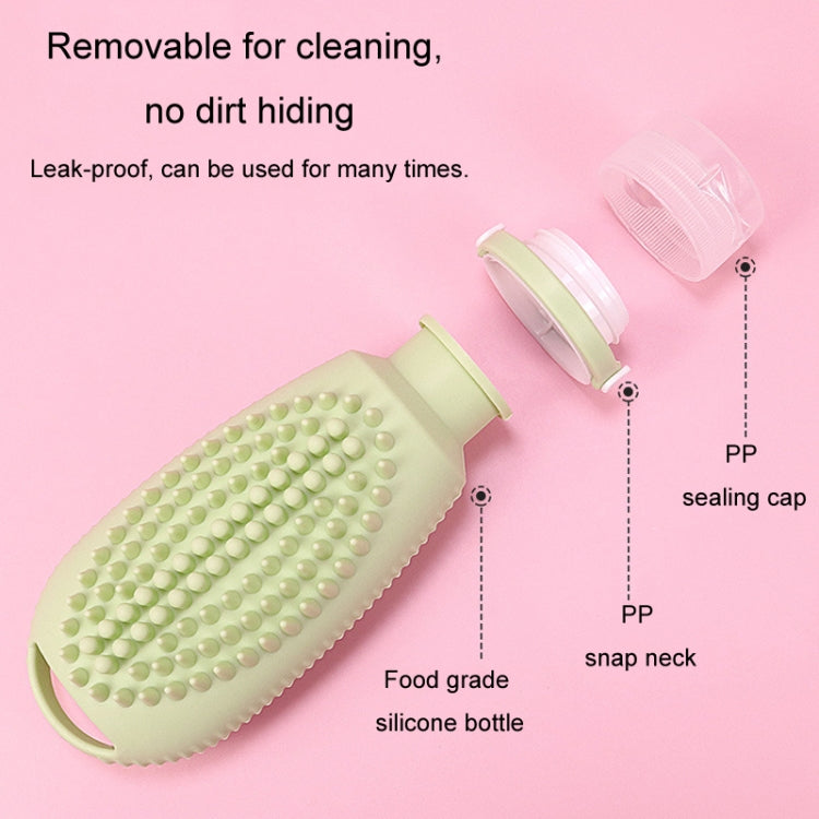 100ml 2 In1 Travel Dispenser Bottle Silicone Portable Massage Brush Shampoo Lotion Divider Bottle(Light Gray)