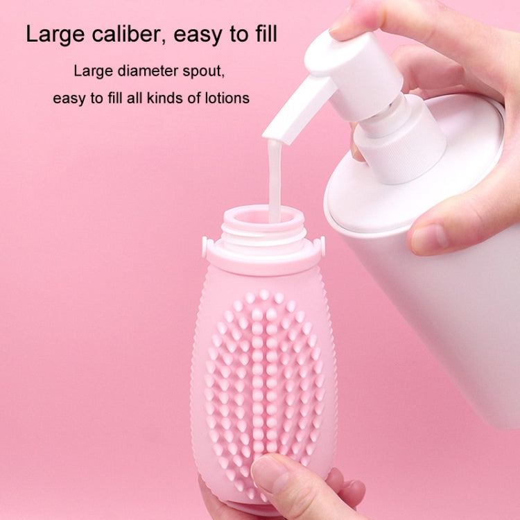 100ml 2 In1 Travel Dispenser Bottle Silicone Portable Massage Brush Shampoo Lotion Divider Bottle(Light Gray)