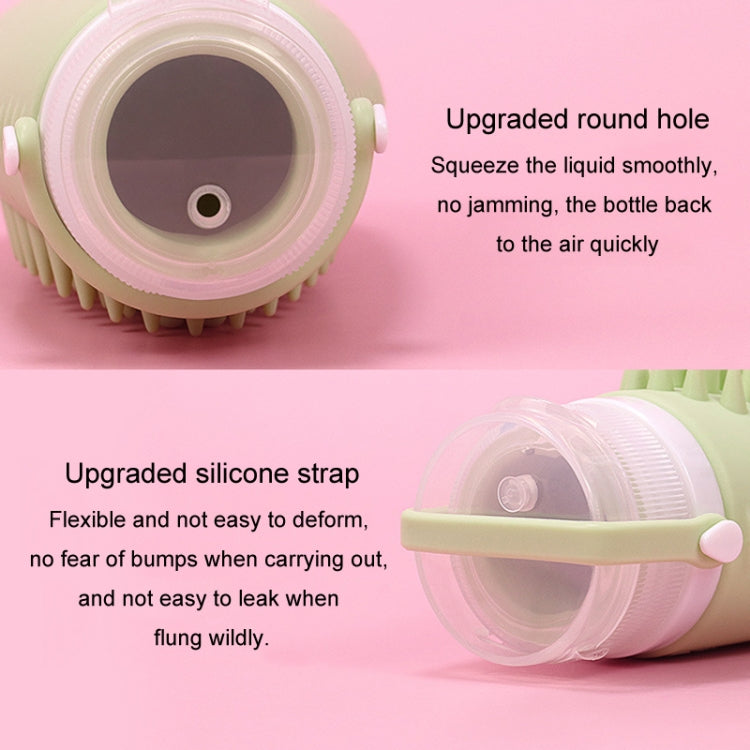 100ml 2 In1 Travel Dispenser Bottle Silicone Portable Massage Brush Shampoo Lotion Divider Bottle(Light Green)