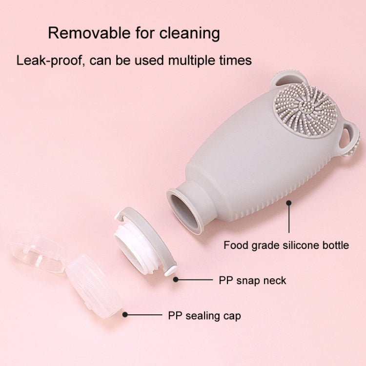 100ml Travel Cleaning Lotion Dispenser Bottle With Washing Brush Cosmetic Shampoo Storage Bottle(Light Gray)