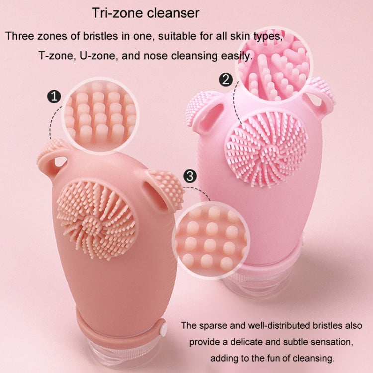 100ml Travel Cleaning Lotion Dispenser Bottle With Washing Brush Cosmetic Shampoo Storage Bottle(Light Pink)