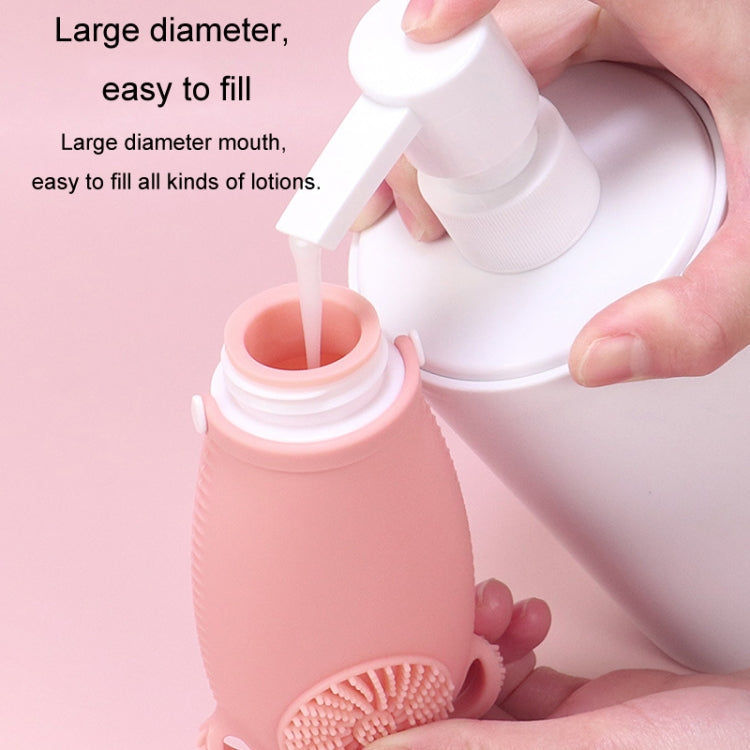100ml Travel Cleaning Lotion Dispenser Bottle With Washing Brush Cosmetic Shampoo Storage Bottle(Pink)