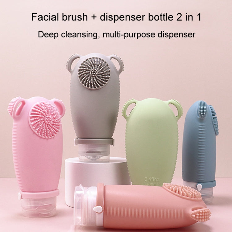 100ml Travel Cleaning Lotion Dispenser Bottle With Washing Brush Cosmetic Shampoo Storage Bottle(Light Pink)