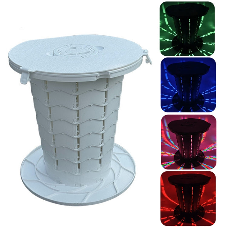 Retractable Portable Travel Toilet Collapsible Stool for Outdoors Fishing Camping With Light White