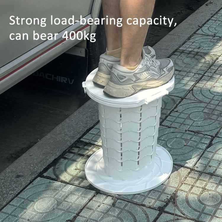 Retractable Portable Travel Toilet Collapsible Stool for Outdoors Fishing Camping With Light White