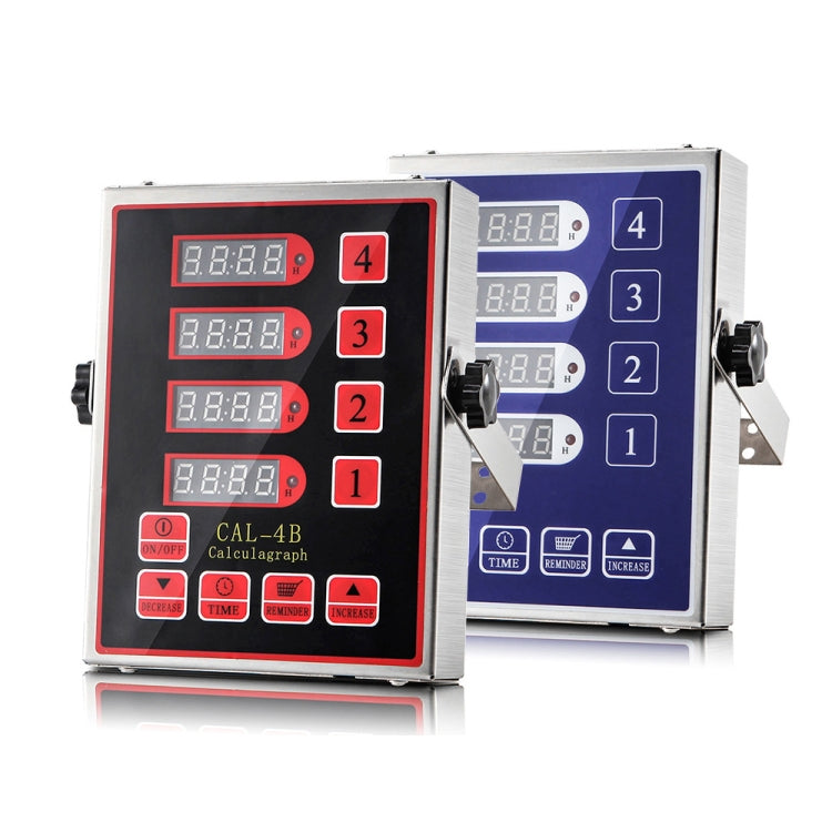 4 Channels Commercial Kitchen Timer With Loud Alarm Adjustable Cooking Reminder, Size: EU Plug(Blue)