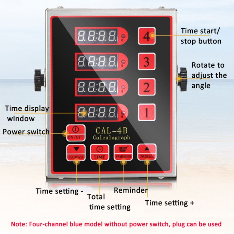 4 Channels Commercial Kitchen Timer With Loud Alarm Adjustable Cooking Reminder, Size: EU Plug(Red)