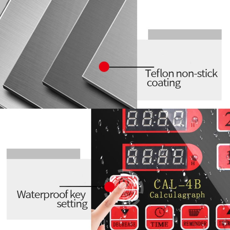 4 Channels Commercial Kitchen Timer With Loud Alarm Adjustable Cooking Reminder, Size: EU Plug(Red)