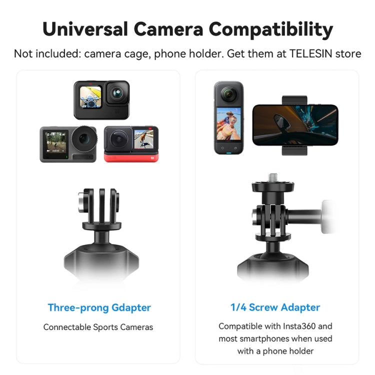 TELESIN TE-HBM-004 Lightweight Stem Clamp Cycling Bracket 360 Degree Adjustable Sports Camera Universal
