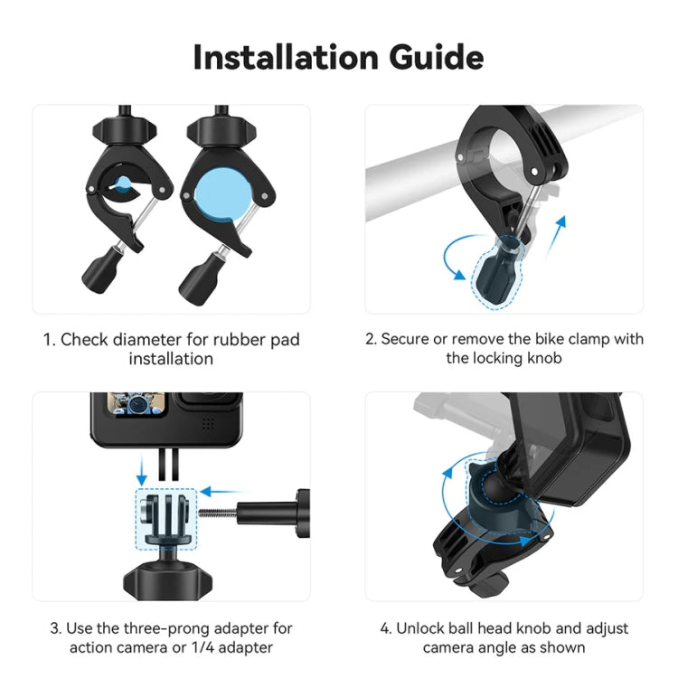 TELESIN TE-HBM-004 Lightweight Stem Clamp Cycling Bracket 360 Degree Adjustable Sports Camera Universal