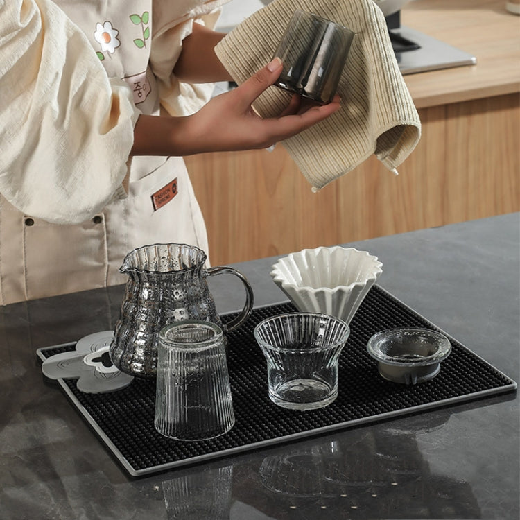 PVC Heat Insulation Table Mat Bar Coaster Kitchen Restaurant Thickened Non-Slip Drainage Mat, Size: 41.3x31.1cm(Black)
