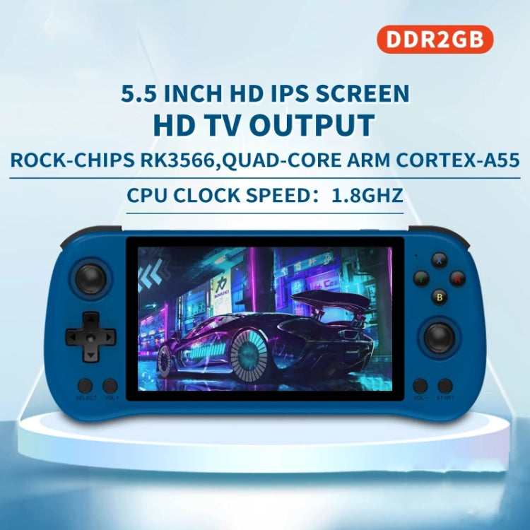 POWKIDDY X55 Game Console 5.5 Inch 1280 X 720 IPS Screen RK3566 Linux System Open-Source Retro Video Player 16GB+256GB(White)