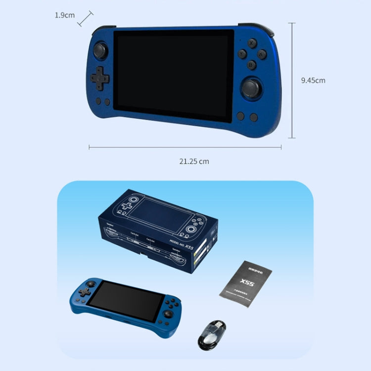 POWKIDDY X55 Game Console 5.5 Inch 1280 X 720 IPS Screen RK3566 Linux System Open-Source Retro Video Player 16GB+64GB(Black)