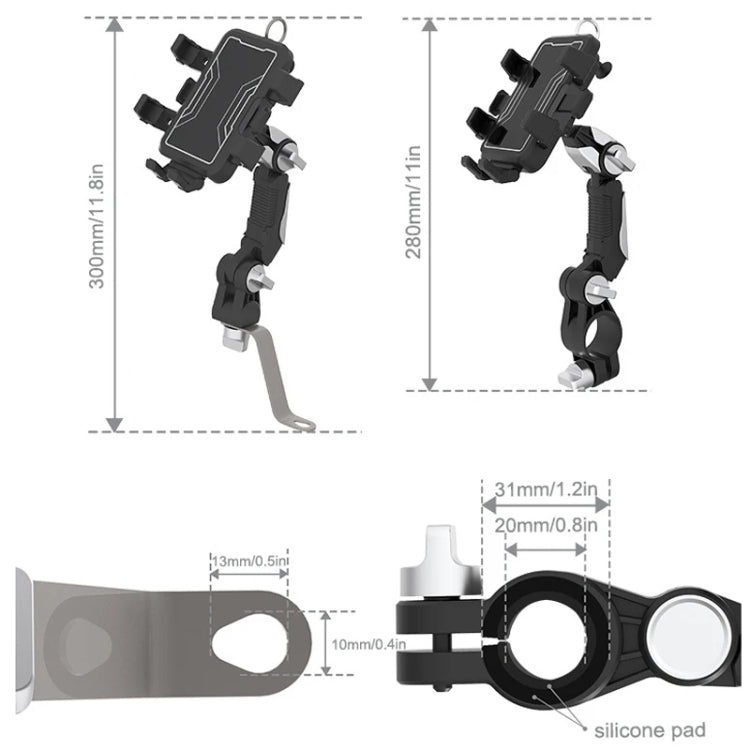 Motorcycle Bicycle Outdoor Cycling Navigation Phone Holder, Style: Rearview Mirror Bracket