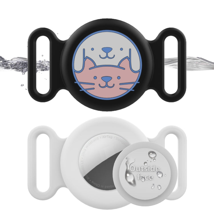 For AirTag Pet Collar Locator Silicone Life Waterproof Protective Case(Black)
