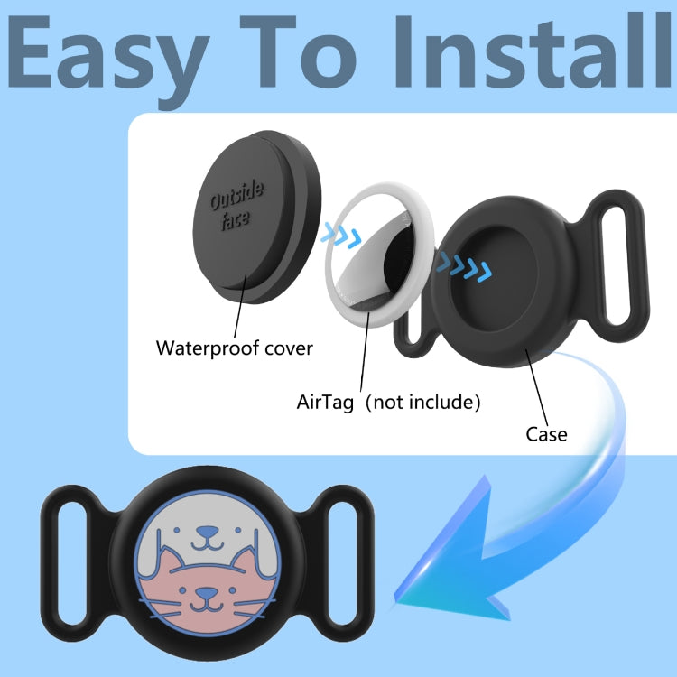 For AirTag Pet Collar Locator Silicone Life Waterproof Protective Case(Black)