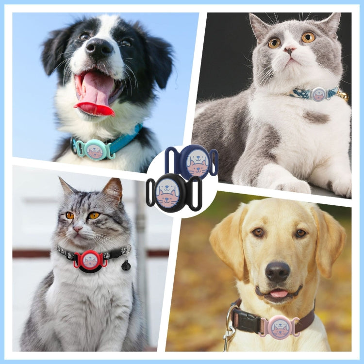 For AirTag Pet Collar Locator Silicone Life Waterproof Protective Case(Deep Blue)