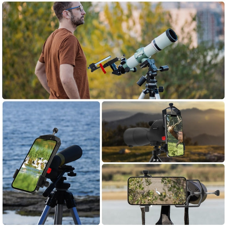 Tridaptor Digiscoping Adapter 3-Axis Telescope Phone Mount For Binocular Monocular Microscope With Bluetooth