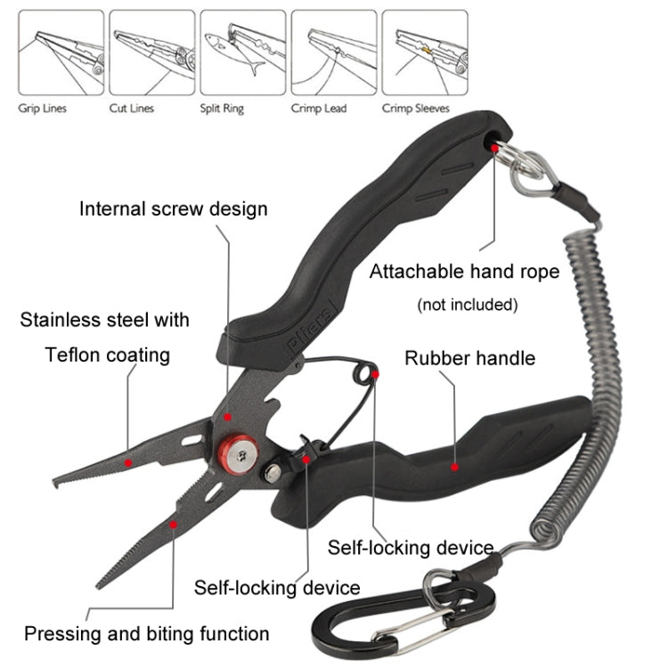 Teflon Stainless Steel Multifunctional Fishing Pliers Anti-slip Cutting Line Open Ring Fishing Tools(Red Nail)