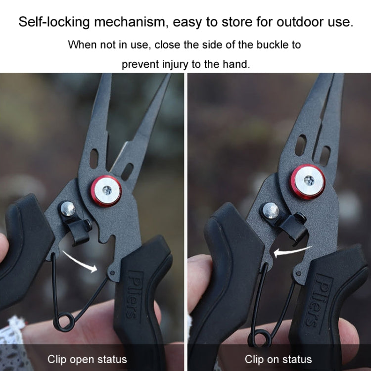 Teflon Stainless Steel Multifunctional Fishing Pliers Anti-slip Cutting Line Open Ring Fishing Tools(Red Nail)