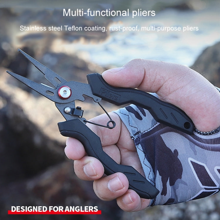 Teflon Stainless Steel Multifunctional Fishing Pliers Anti-slip Cutting Line Open Ring Fishing Tools(Blue Nail)