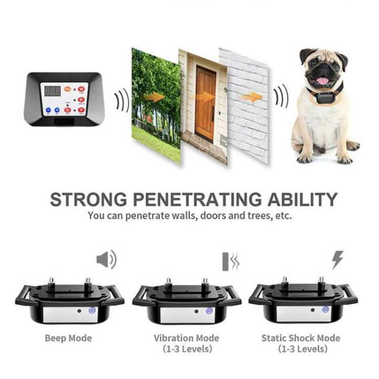 1 Drag 2 Pet Electronic Fence Wireless Dog Trainer Smart Electric Shock Dog Collar(Black)