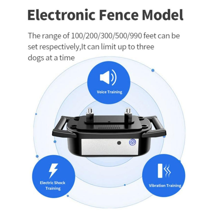 1 Drag 2 Pet Electronic Fence Wireless Dog Trainer Smart Electric Shock Dog Collar(Black)