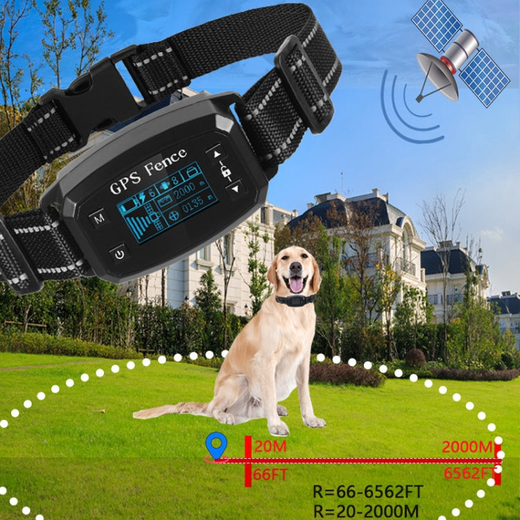 GPS Wireless Electronic Dog Fence Intelligent Automatic Stop Barker OLED Screen Dog Trainer Pet Shock Collar(White)