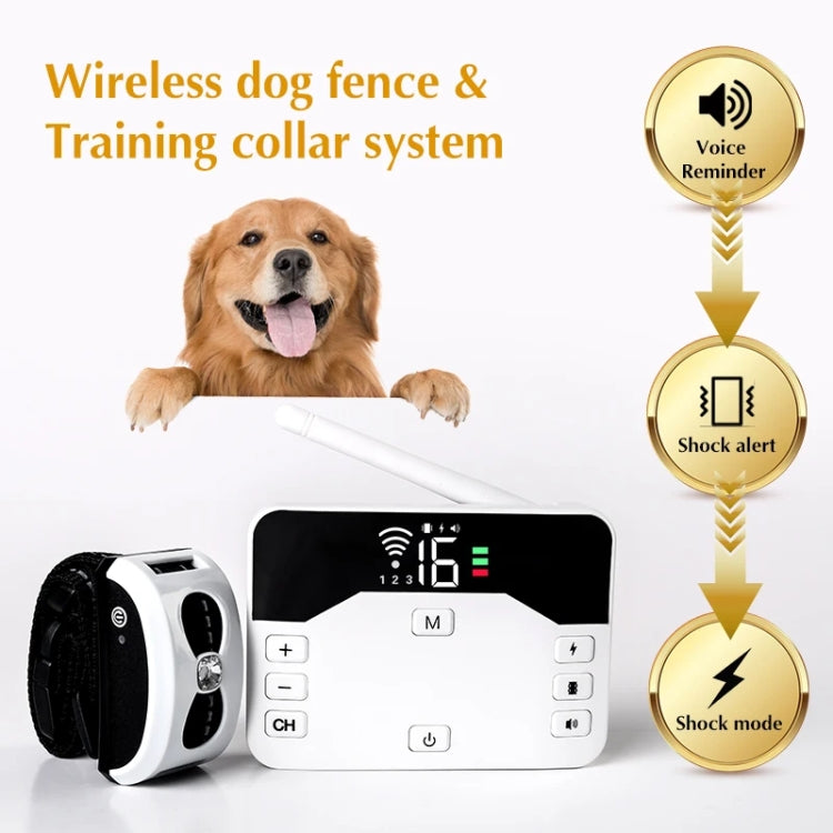 1 Drag 3 Pet Electronic Fence Wireless Stop Barker Outdoor Dog Collar Remote Control Dog Trainer(Gold)