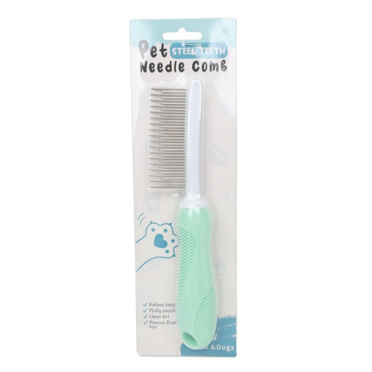 Pet Cats Grooming Needle Comb Dogs De-Floating Hair Cleaning Comb, Style: Long And Short Teeth (Green)