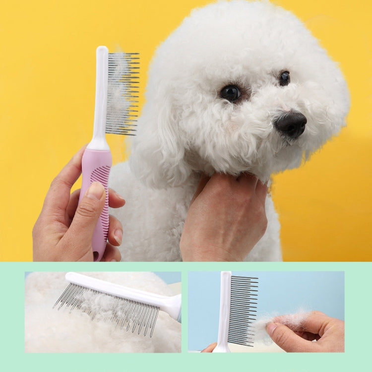 Pet Cats Grooming Needle Comb Dogs De-Floating Hair Cleaning Comb, Style: Long And Short Teeth (Green)
