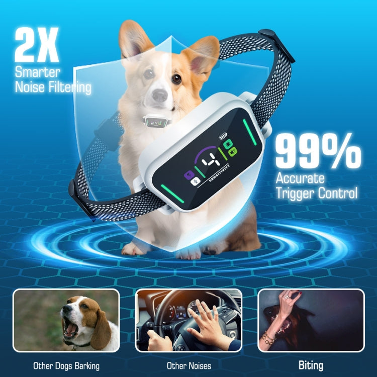 Color Screen Stop Bark Dog Trainer Anti Barking Pet Products(White)