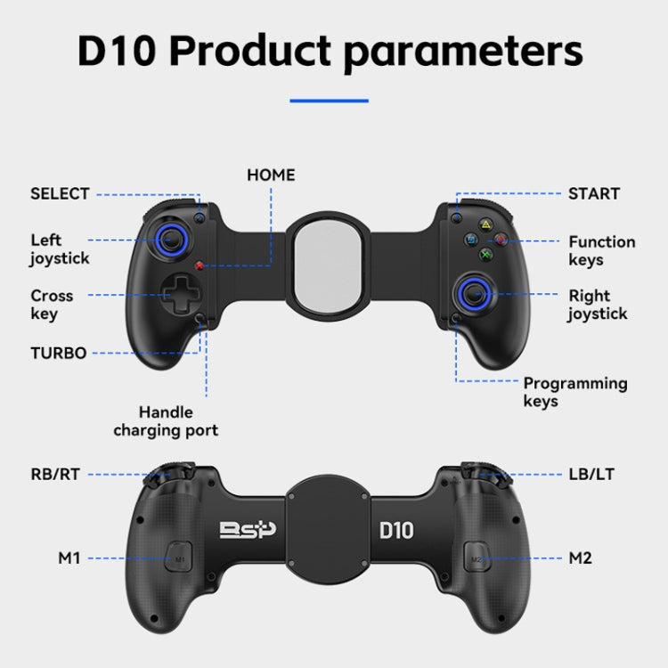 BSP-D10 Wireless Stretch Game Controller for Switch / Android / IOS / PC / PS3 / PS4(Pink)