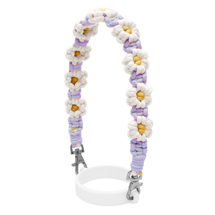 For 16-40oz Stanley Mug Lanyard Silicone Loop Boho Daisy Cute Flower Hand-Woven Mug Cover(Purple)