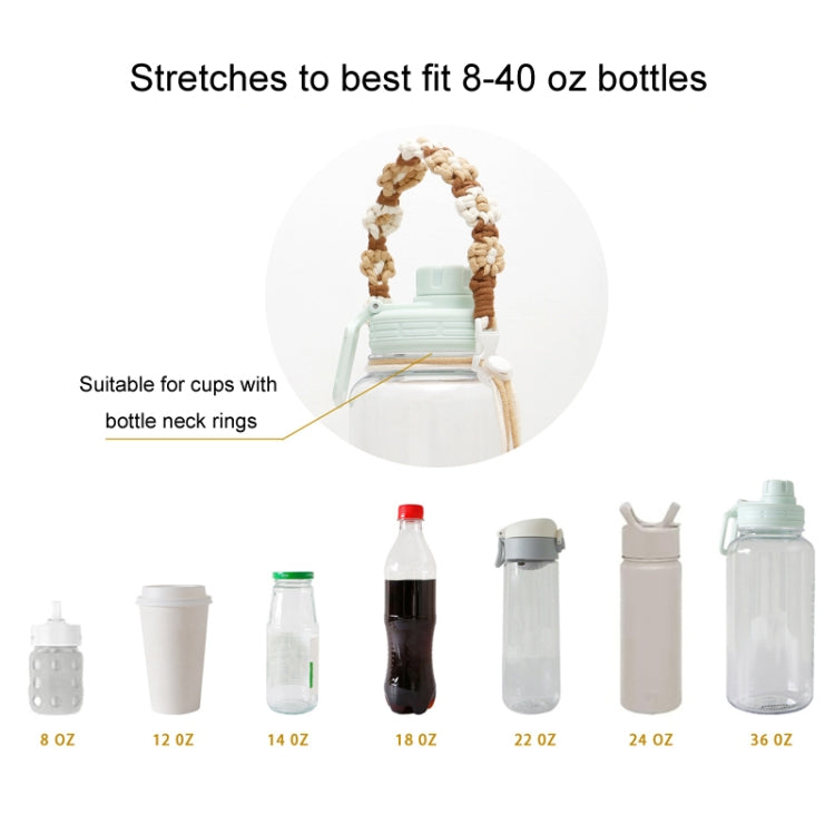 For 8-40oz Portable Sports Water Mug Lanyard Cup Cover Hand-Woven Cute Daisy Mug Strap(Khaki)