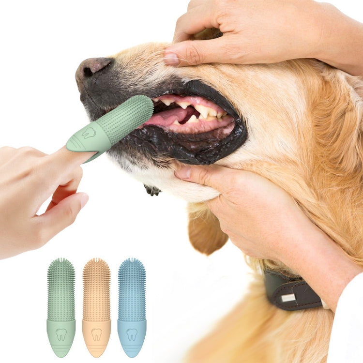 Pet Finger Toothbrush Cats Dogs Silicone Toothbrush Pet Oral Cleaning Care Tool(Blue)