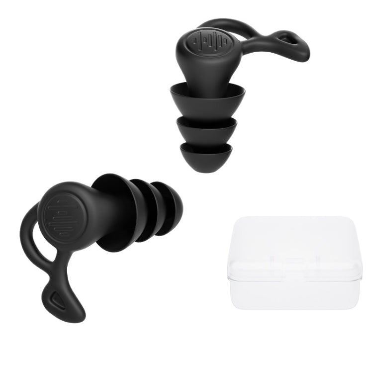 Noise Canceling Sleeping Earplugs Triple Layer Soundproofing Silicone Swimming Earplugs(Black)