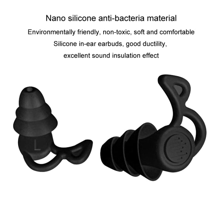 Noise Canceling Sleeping Earplugs Triple Layer Soundproofing Silicone Swimming Earplugs(Blue)