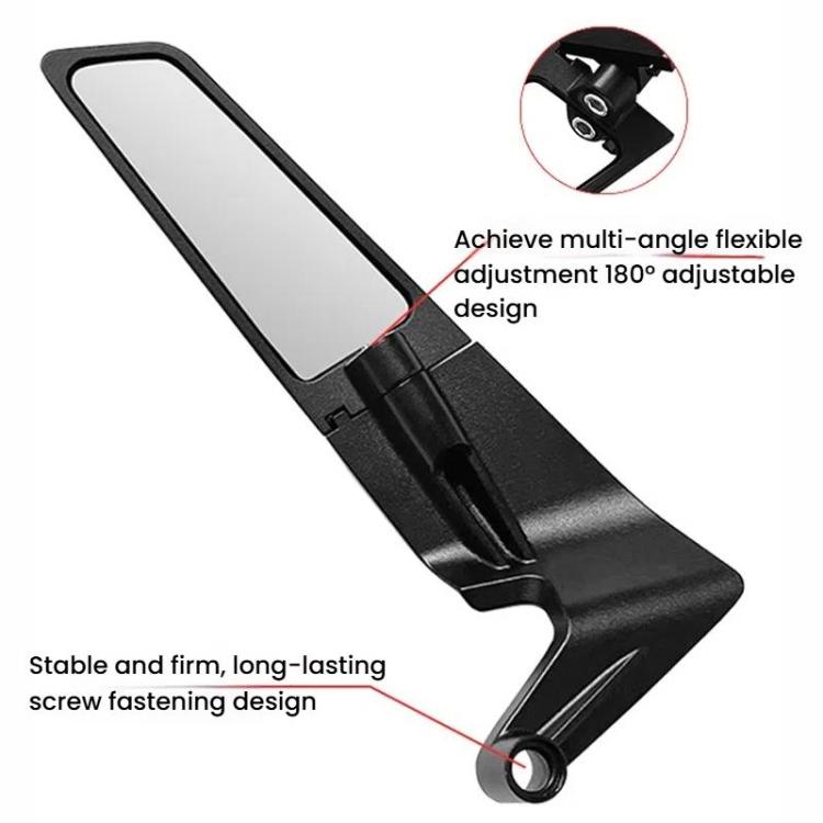 1pair Motorcycle Modification Accessories Invisible Wing Mirror Motorcycle Universal Adjustable Rearview Mirror(Black)