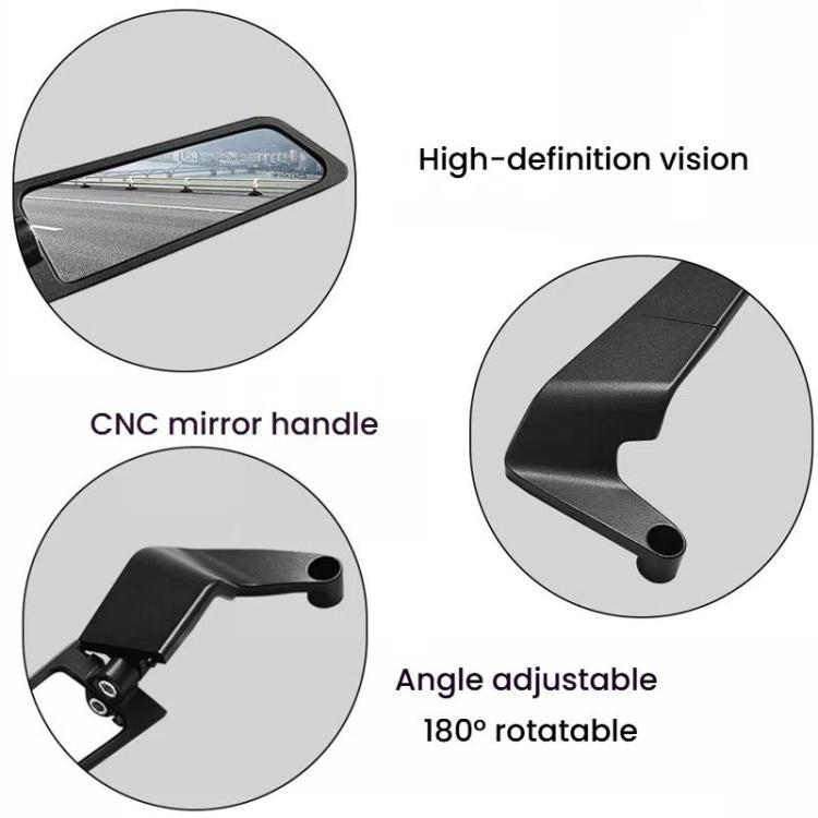 1pair Motorcycle Modification Accessories Invisible Wing Mirror Motorcycle Universal Adjustable Rearview Mirror(Black)