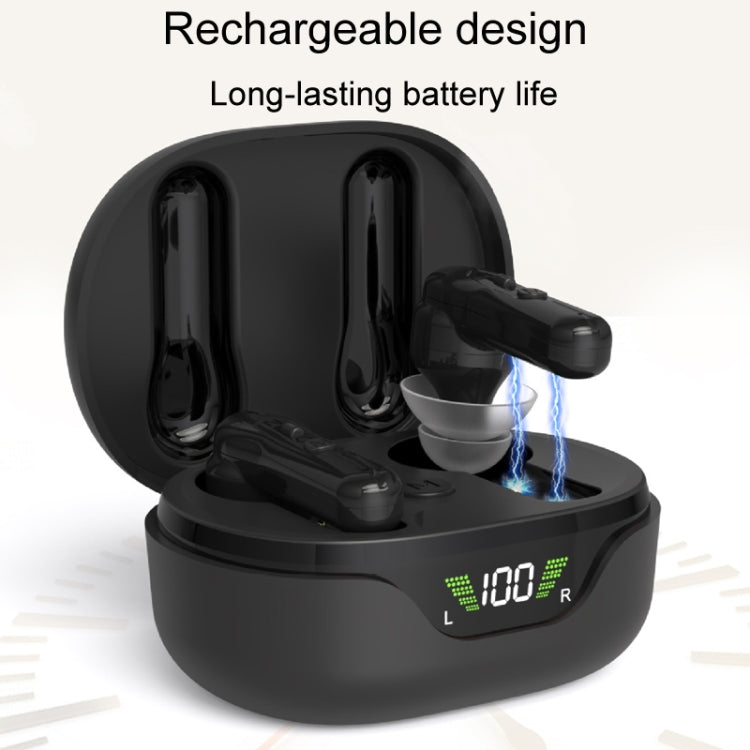 1pair Rechargeable In-Ear Hearing Aid Elderly Sound Amplifier(Black)