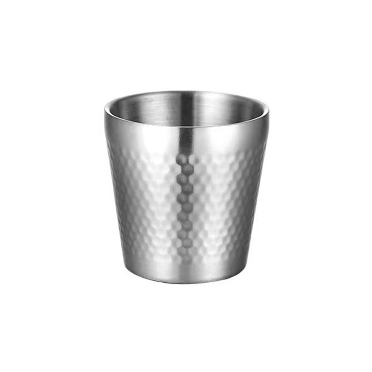 175ml 304 Stainless Steel Hammer Mug Thickened Double-Layer Restaurant Tea Cups(Silver)